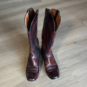 Lucchese Burgundy Heeled Boots